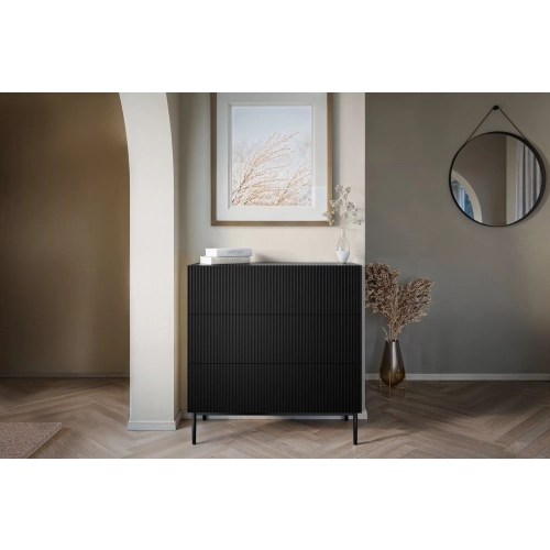 Komoda z szufladami Nicole 100 cm - czarny mat / czarne nóżki